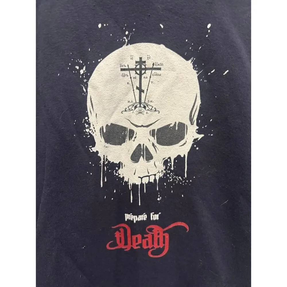 Prepare for Death Orthodox Golgotha Cross Skull Black Hooded Pullover Sweatshirt - Picture 3 of 7